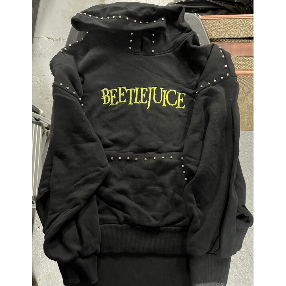 Beetlejuice x Forever21 Rhinestone Never Trust The Living Graphic Hoodie Size S